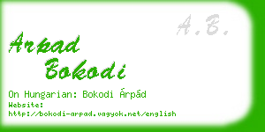 arpad bokodi business card