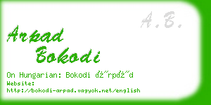 arpad bokodi business card